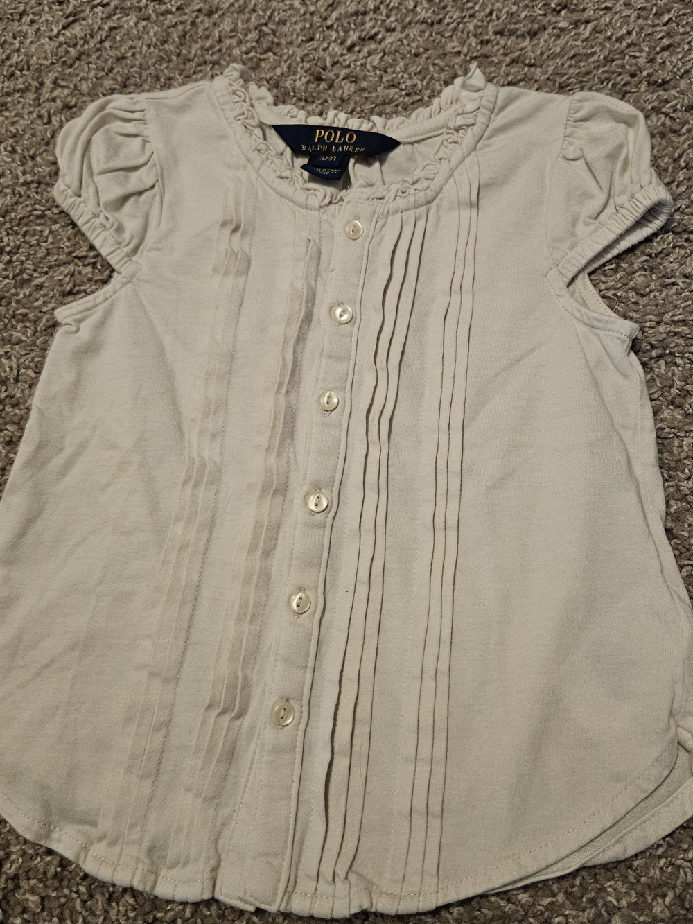 Polo by Ralph Lauren Cream Pintuck Button-Front Girls' Top
